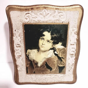 Vintage Mele Gold Hinged Jewelry Box Italian Florentino Gilt Wash  Case